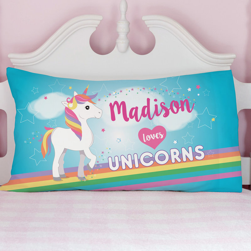  Taie d'oreiller personnalisée Loves Unicorns