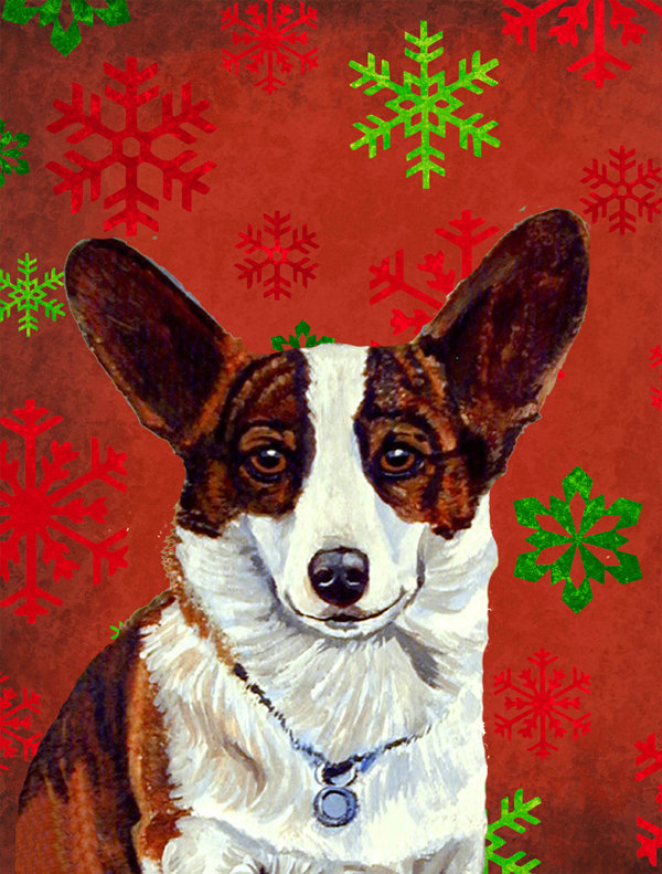 Drapeau rouge et vert Vart, Corgi (brun et blanc)
