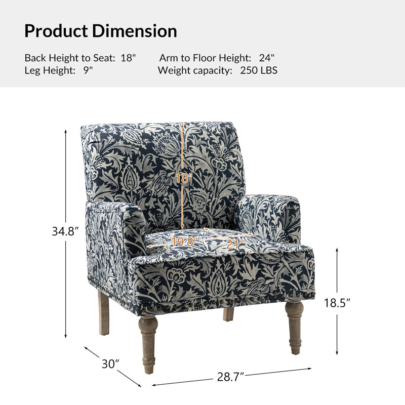 Fauteuil d'appoint Anacelis, Mélange de polyester bleu marine