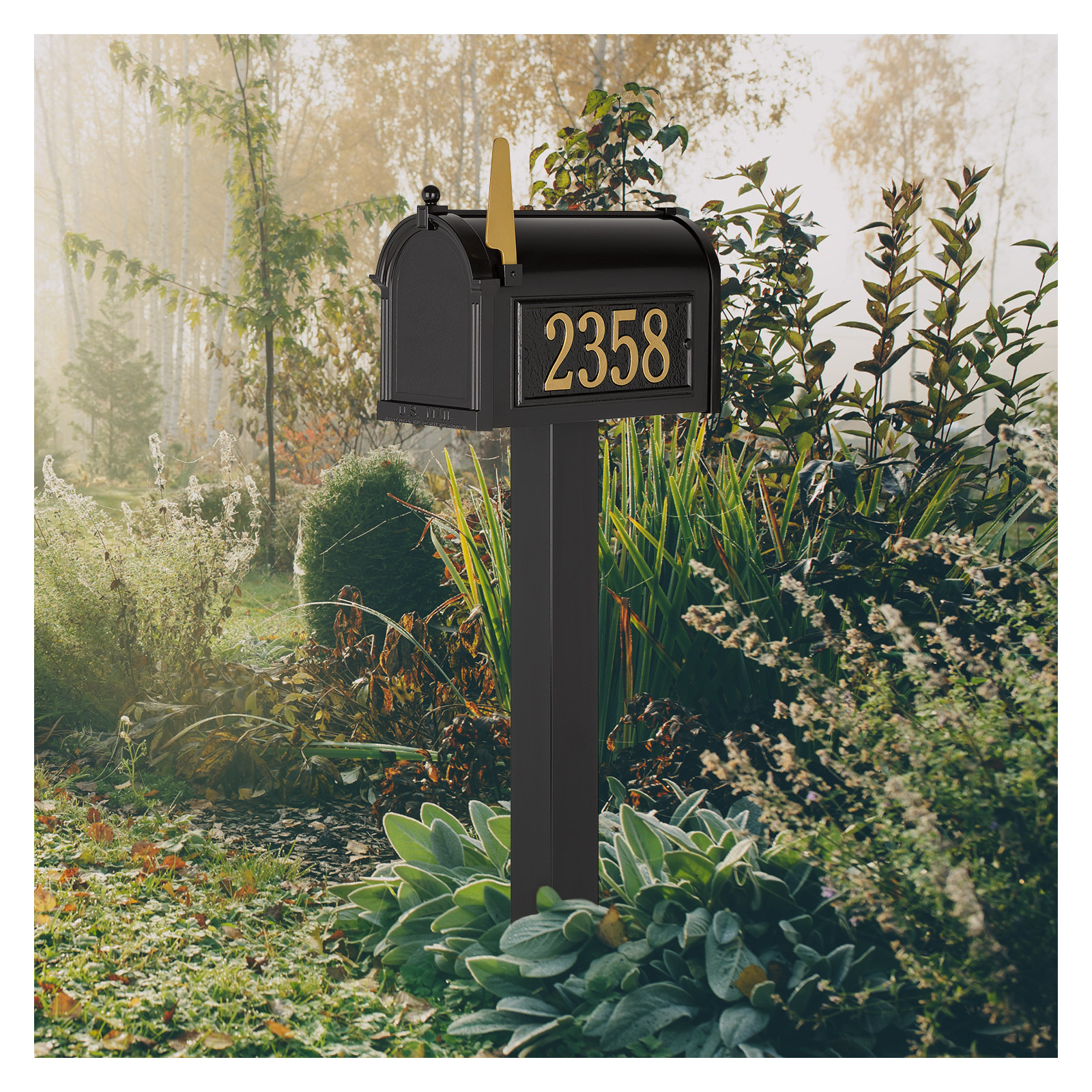 Premium Package Post Mounted Mailbox, Yes, Black