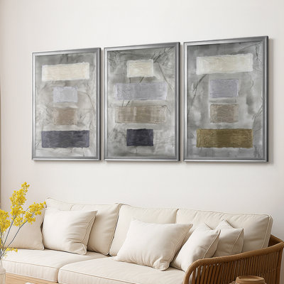 Métalliques métalliques I - Toile tendue avec châssis sur mesure - 3 pièces