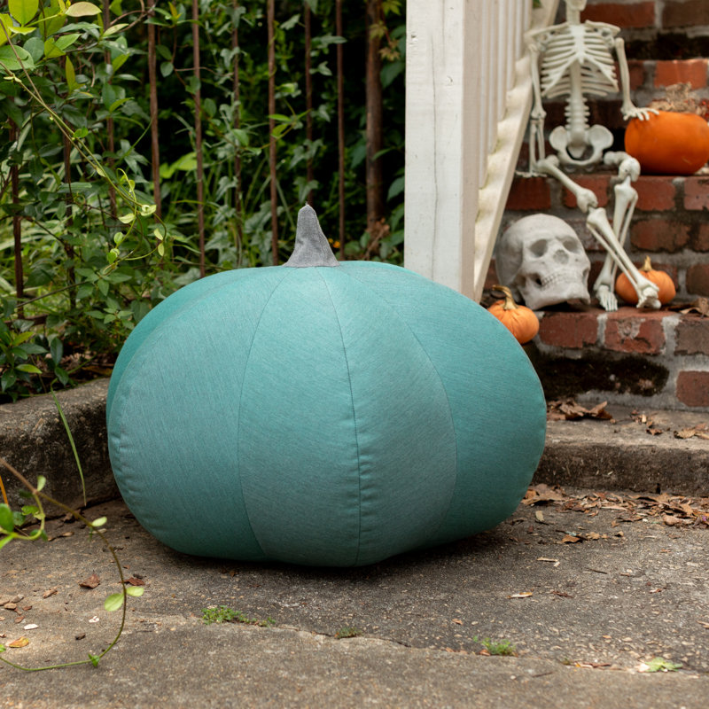 Pouf citrouille The Holiday Aisle® - luxueux repose-pieds pour les décorations d'automne et d'Halloween, Sunbrella, Vert