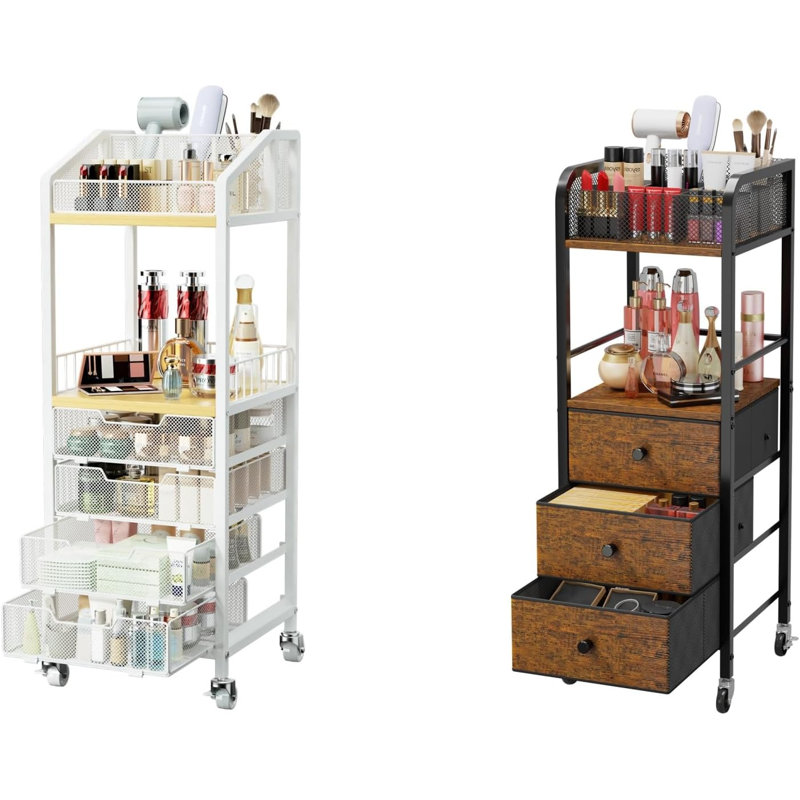 Makeup Organizer Cart With Drawers - Rolling Vanity Storage For Cosmetics, Skincare, And Accessories