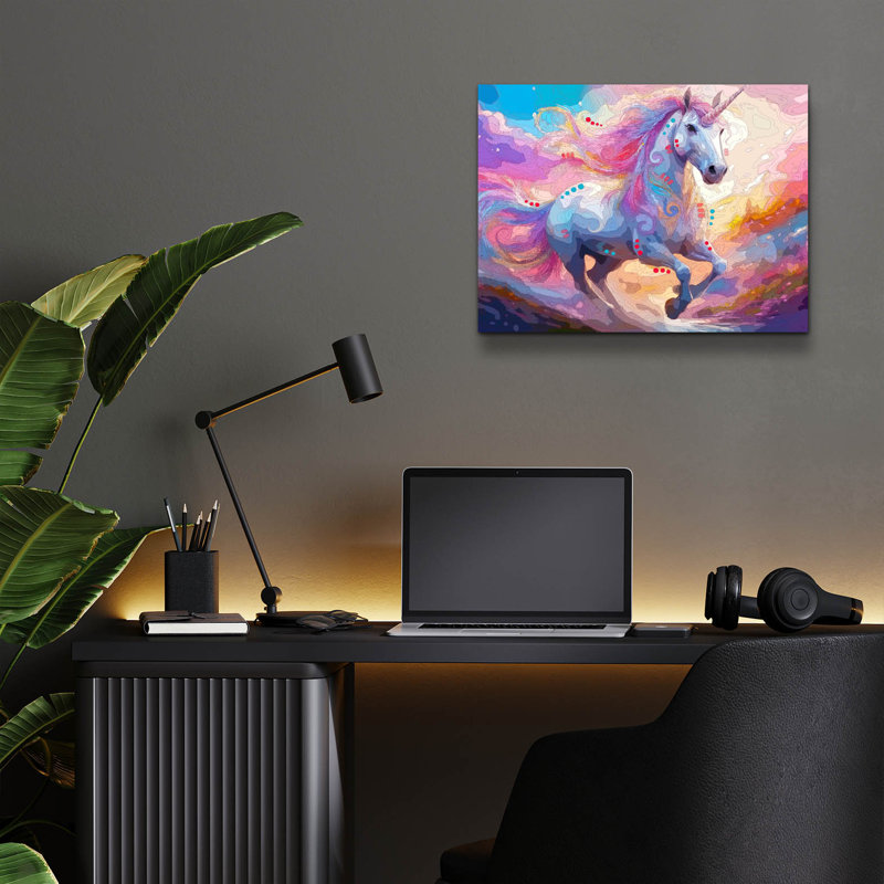 Art mural en verre épique «Gallop Spirit» par Dean Russo, 16 po x 12 po