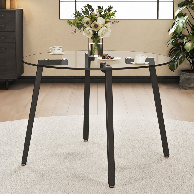 Table de salle à manger Heimoana, Noir, H 29,5 po x l 40 po x L 40 po