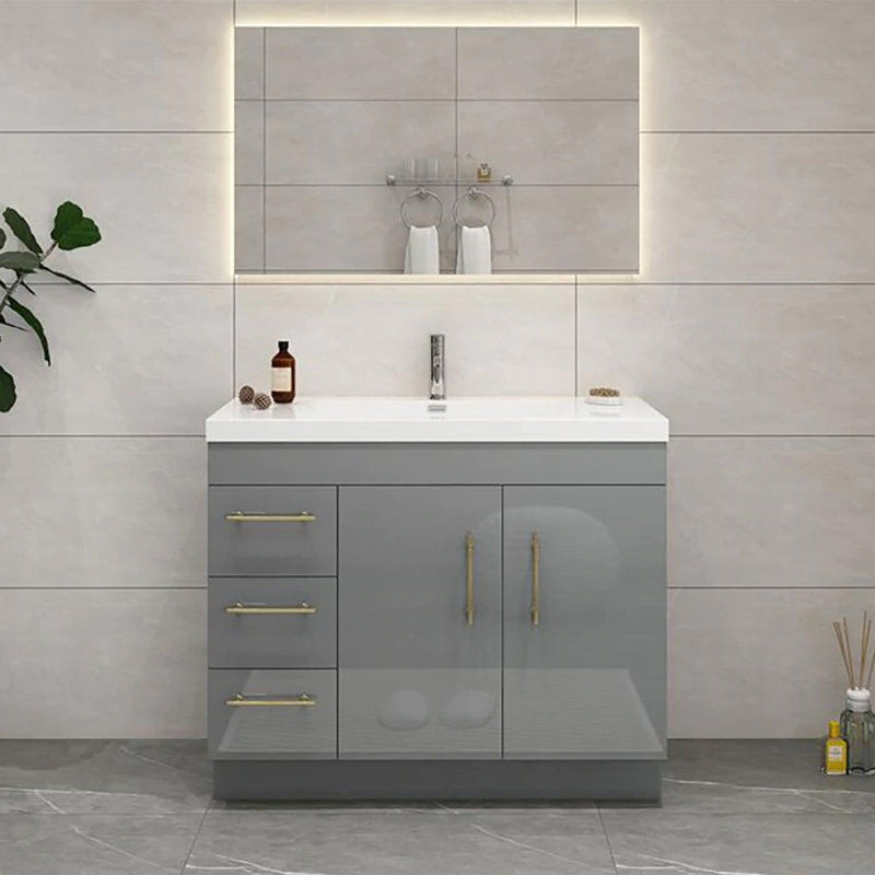 Ensemble de meuble-lavabo simple 42 po, Gris lustré