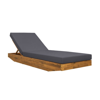 Spacious Acacia Wood Patio Chaise Lounge With Water-repellent Cushion For Outdoor Relaxation