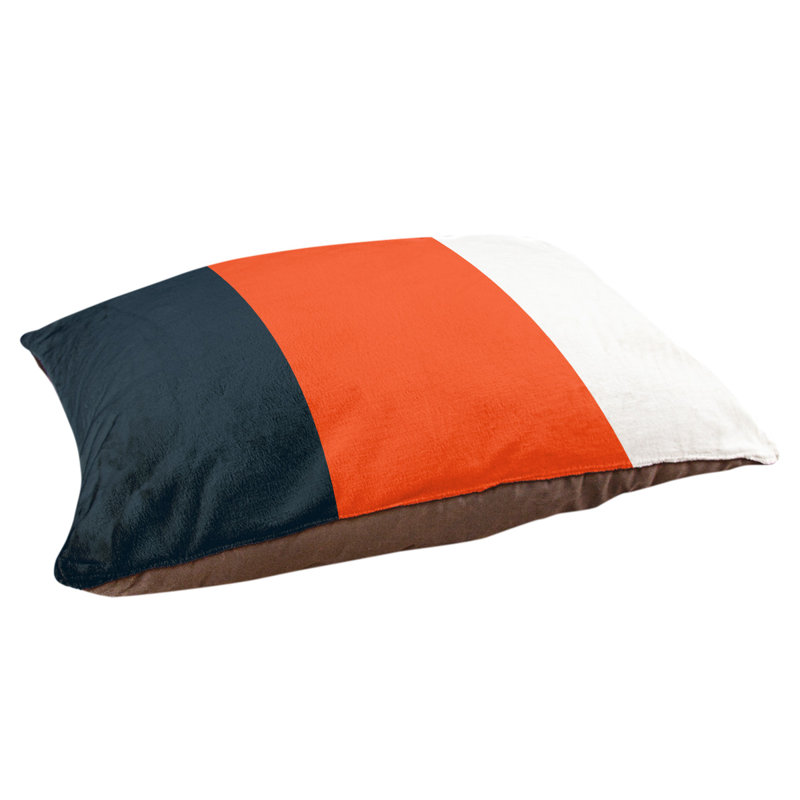 Coussin Minnesota, Grand (l 50 po x P 40 po x H 7 po), Noir / orange / blanc