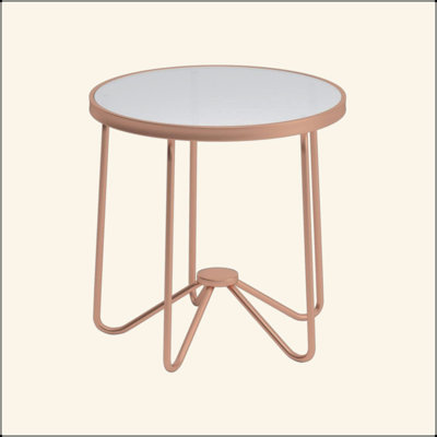 Table ronde blanche en verre givré
