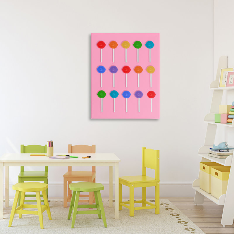 Toile quadrillée Rainbow Lollipop, design par Lish Creative, 30 x 24