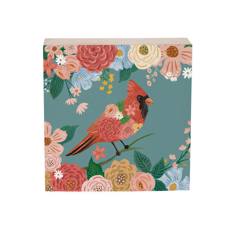 What She Shed Table Decor Wood Plock Cardinal, 6"