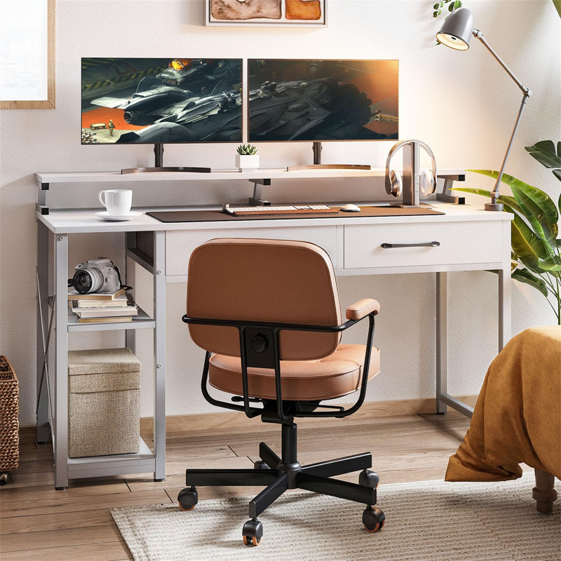 Birna Metal Base Computer Table, White