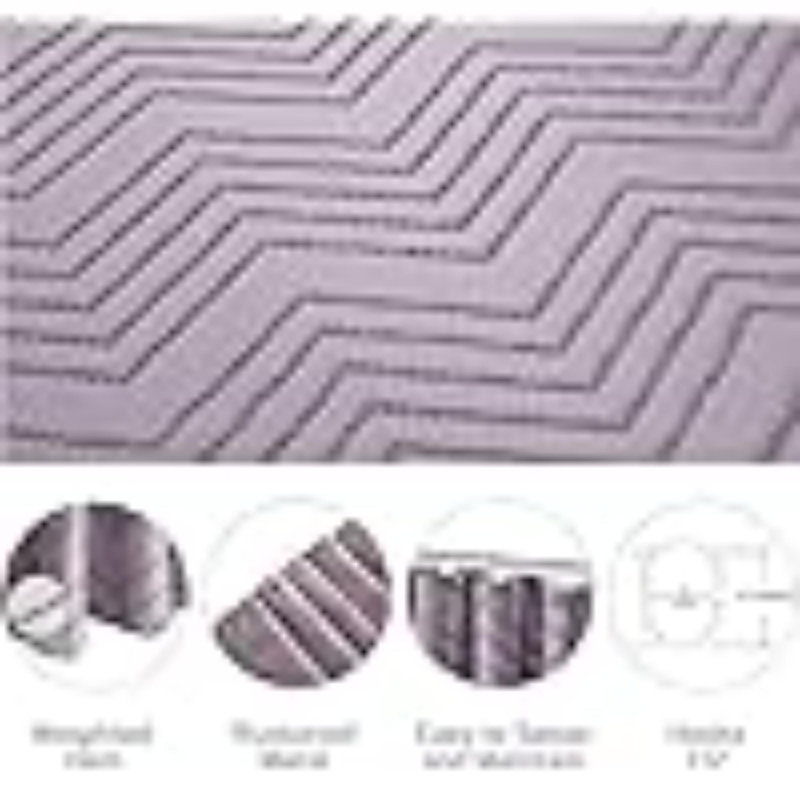 Rideau de douche très long à motif de chevrons touffetés à rayures 72, H 72 po x l 72 po, Mauve