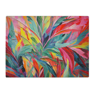 Tropical Leaf Expressionism  Glass Chopping Board