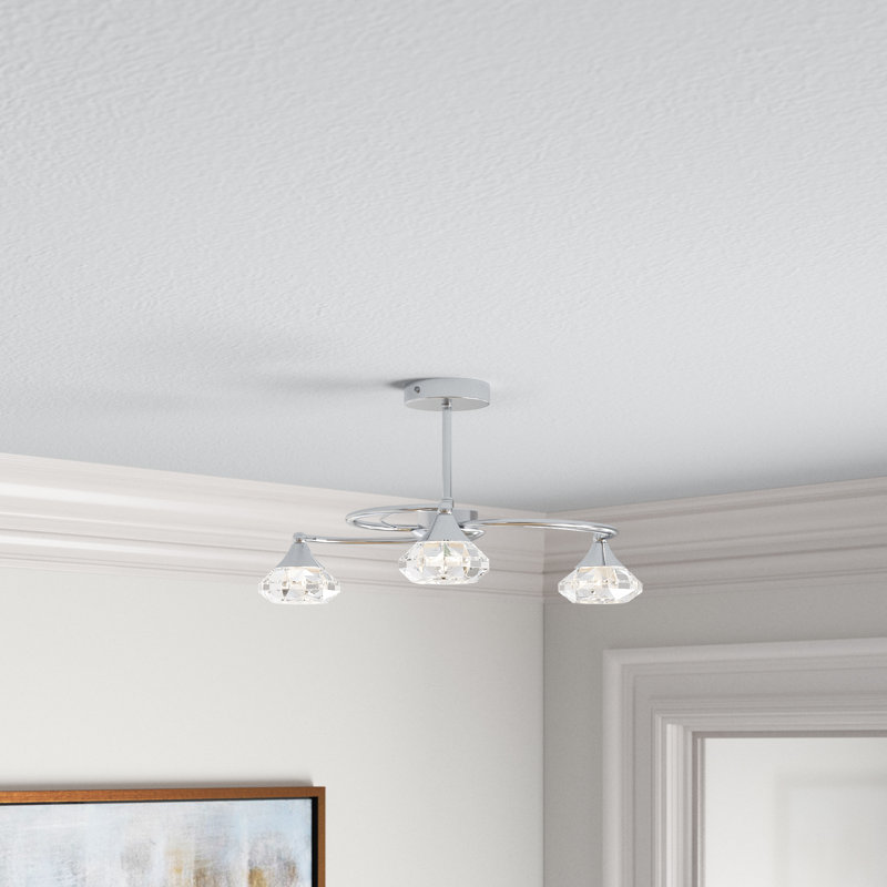 Rivale Glass Semi Flush Mount, Polished Chrome