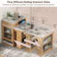 Îlot de cuisine 59,5 po avec table de salle à manger extensible, table de rangement de cuisine avec rangement double face, îlot de cuisine avec 2 tiroirs, prise de courant, tablettes latérales ouvertes, pour la cuisine, la salle à manger-220968633