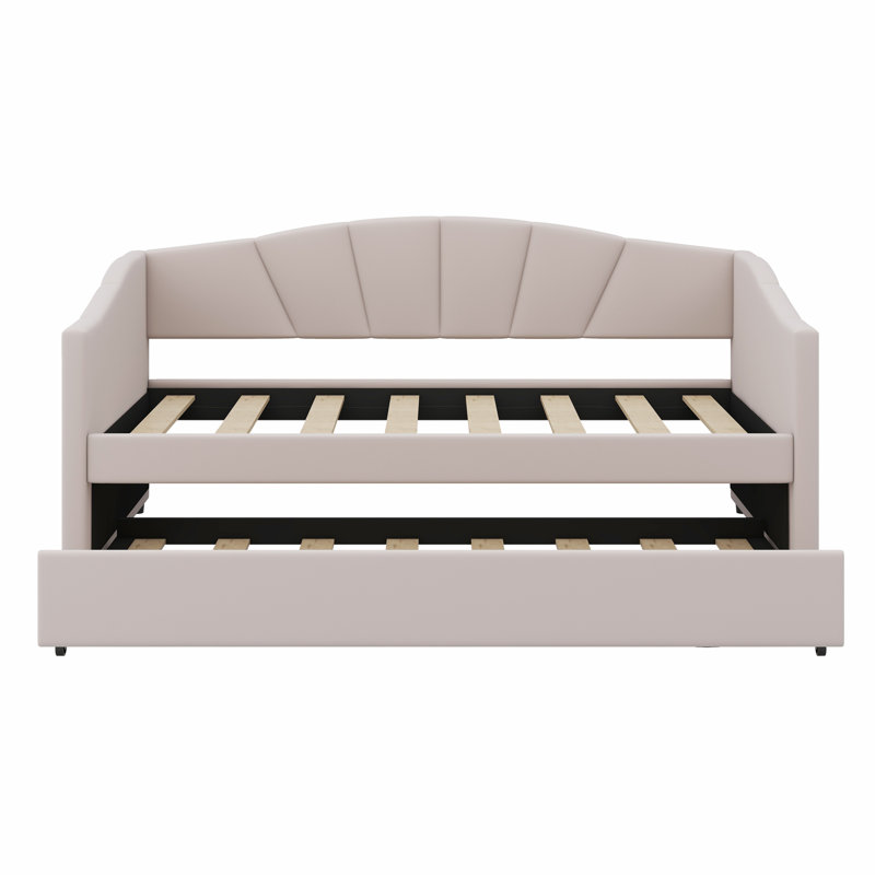 Lit de jour rembourré avec lit gigogne, Beige