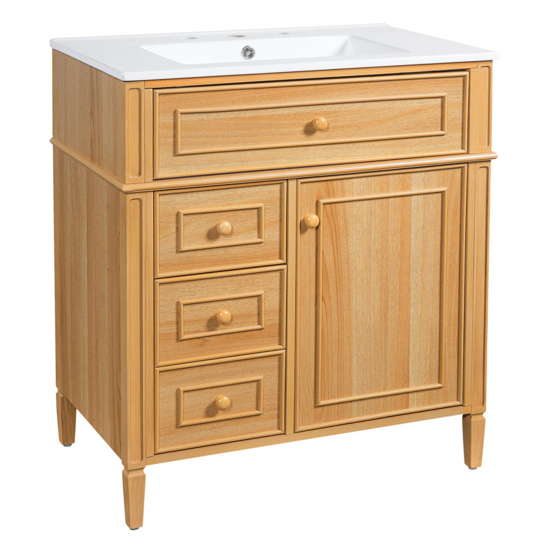 Meuble-lavabo de salle de bain avec lavabo, Bois