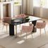 Ensemble de table rectangulaire et de chaises de salle à manger avec des chaises rembourrées Weavon de style milieu du siècle pour coin repas dans la cuisine