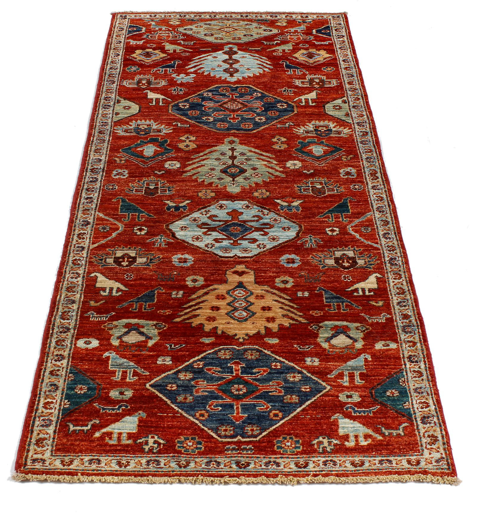 Home and Rugs 3x8 Red and Blue Anatolian Tribal Area Runner | Wayfair