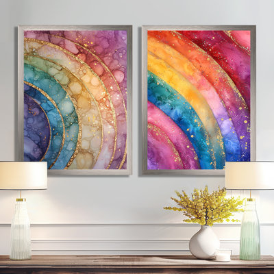 Radiant Cascade of Rainbow I - décor mural, paysages traditionnels, art mural 2 pièces