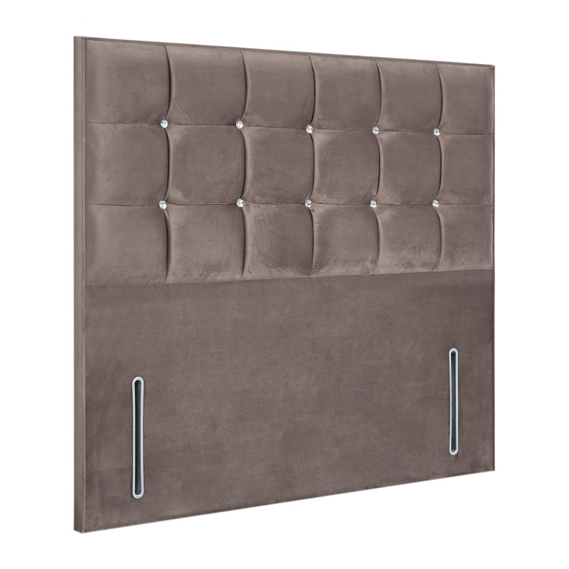Glamour Upholstered Headboard, Double (4'6'), Plush Mole, Velvet