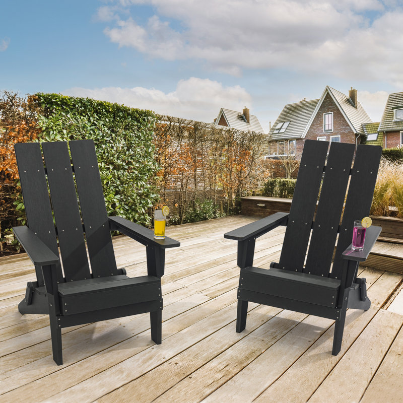Chaise Adirondack pliante en plastique / résine, Noir