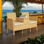 Canapé de patio Breezy avec table en acacia rabattable et rangement | Ensemble de jardin extérieur rembourré | Conception compacte