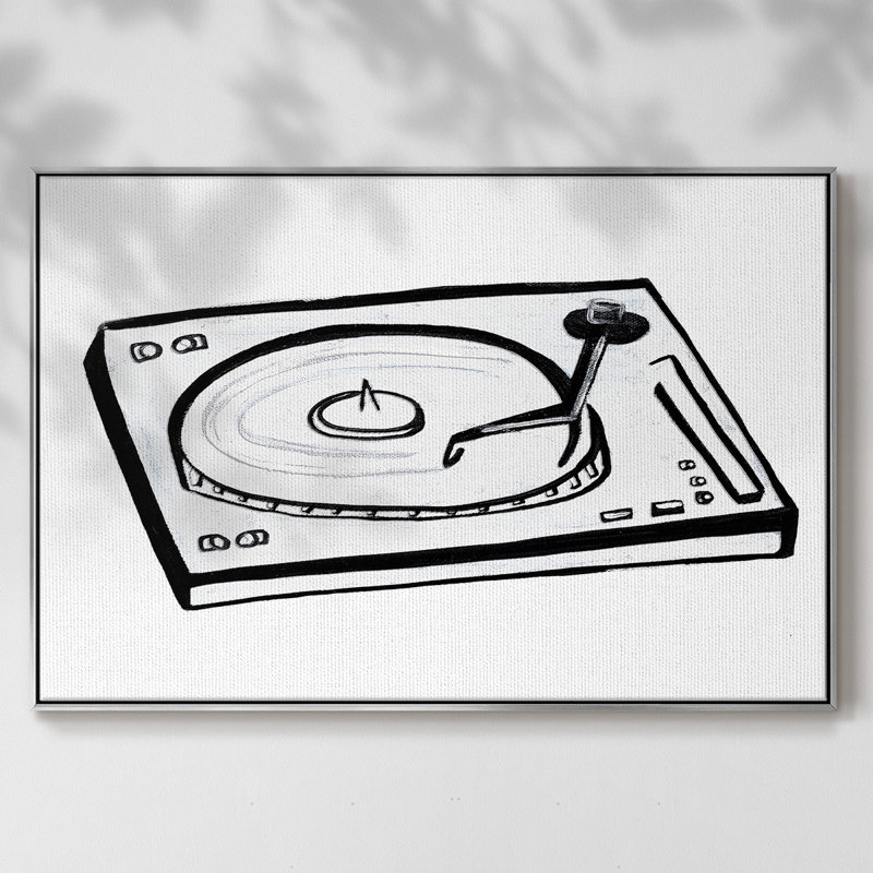 Esquisse en vinyle, H 25 po x l 37 po x P 2 po, Toile avec cadre argenté
