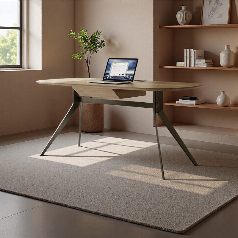 Bureau en bois naturel, H 29,52 po x l 62,99 po x P 27,55 po