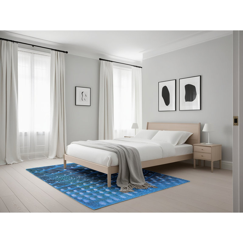 Tapis de zone bleue à motifs, Rectangle 5 pi x 7 pi