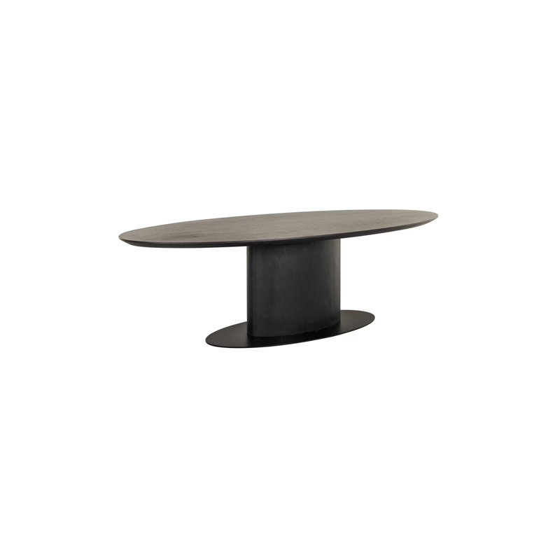 Dining Table Oak Oval Dining Table, Dark Coffee, 30"H x 83"L x 41"W