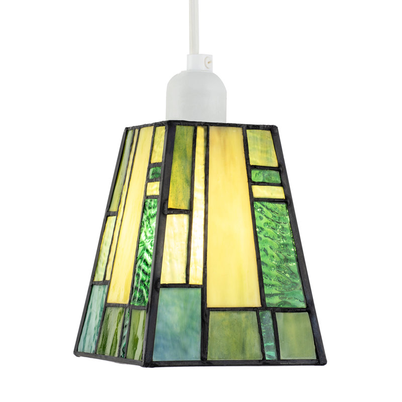 13 cm H Square Glass Pendant Shade ( Screw On ), Green