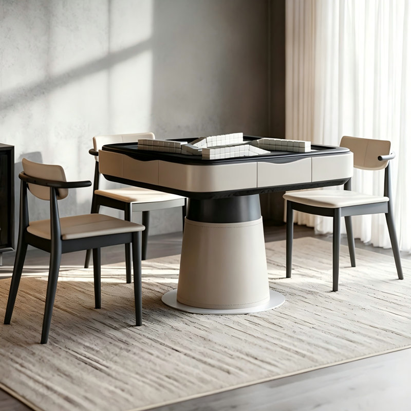 Table de salle à manger moderne et minimaliste en bois massif entièrement automatique et moderne avec 4 chaises pour règles chinoises