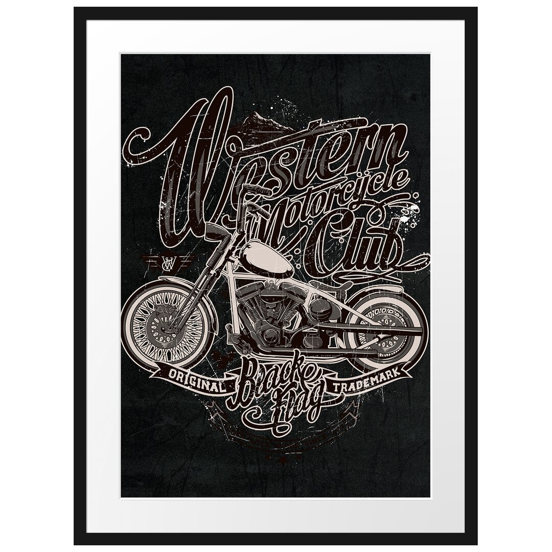 Gerahmtes Poster Motorrad-Club Schwarz