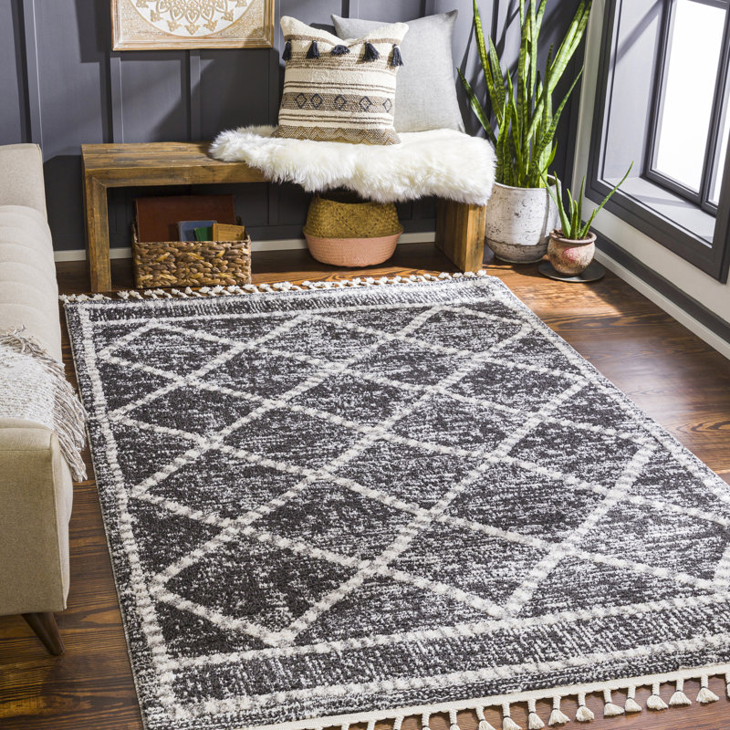Elwell Moroccan Indoor Rug, Rectangle 6'7" x 9'