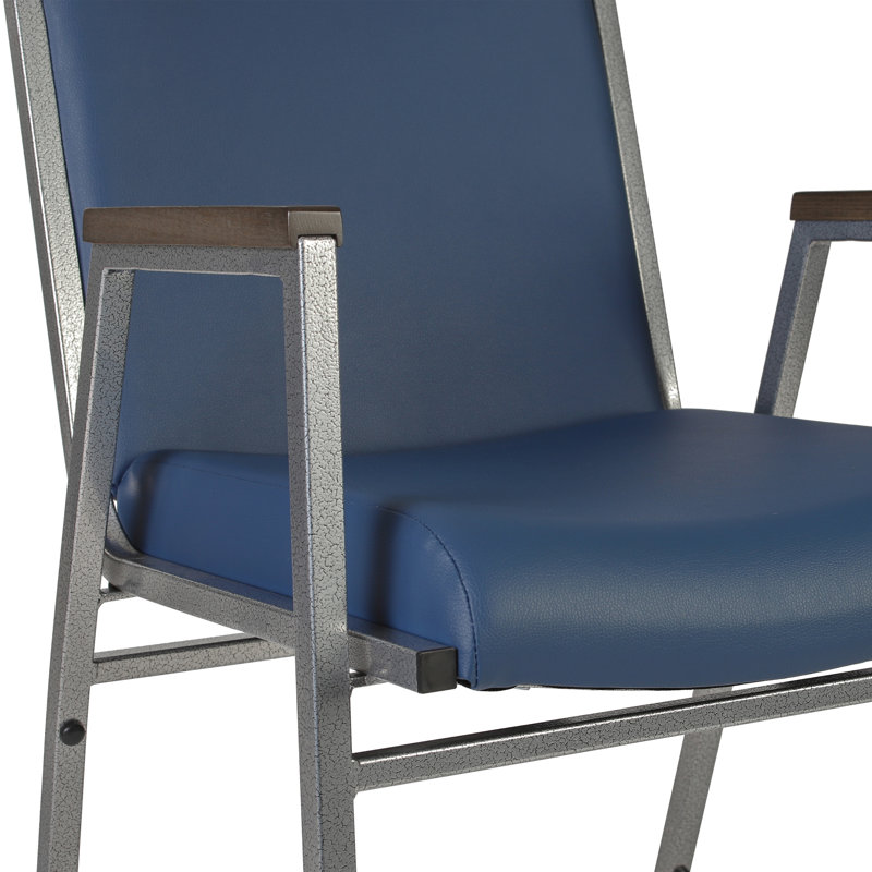 Chaise empilable robuste avec accoudoirs Aliya, Marine, Argent argent