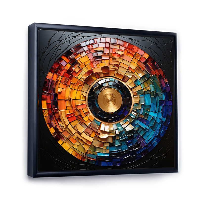Colorful Vinyl Record Vinyl Mosaic II - Vinyl Records Framed Prints, 16" H x 16" W, Black, Floater Framed