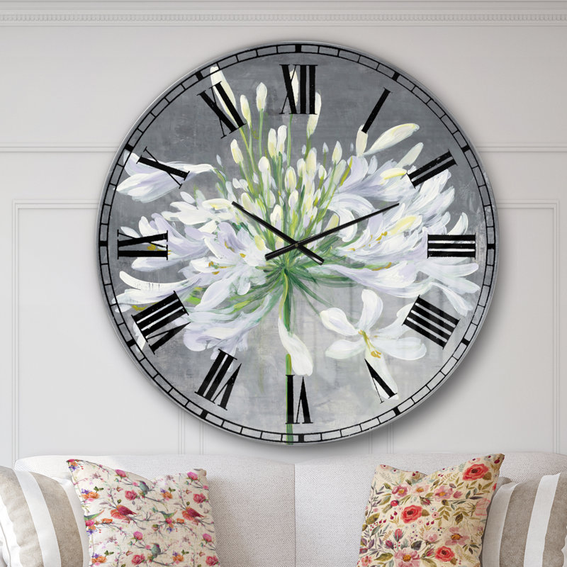 Flower Cleome Splash I - Horloge murale traditionnelle, Surdimensionné