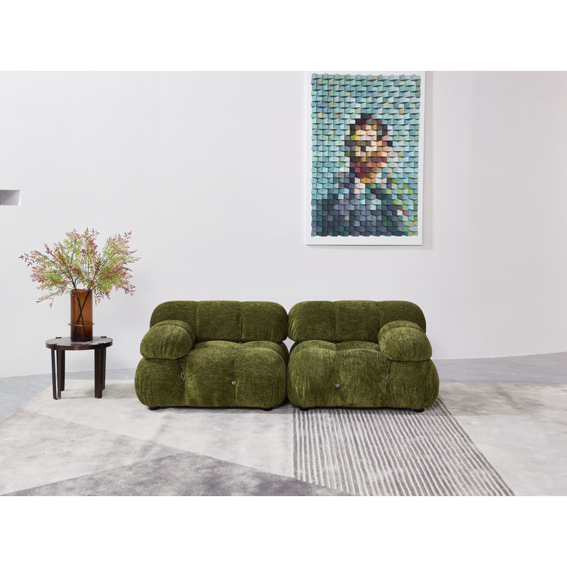 Canapé en chenille de 76 po Belani, Chenille olive
