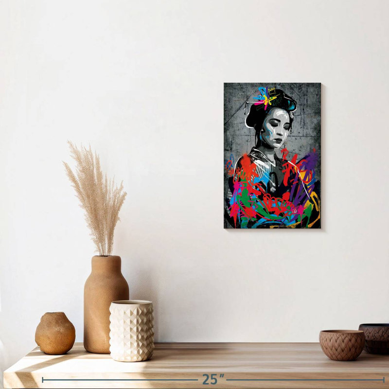 Portrait de femme grunge sur toile, H 12 po x l 8 po x P 1 po