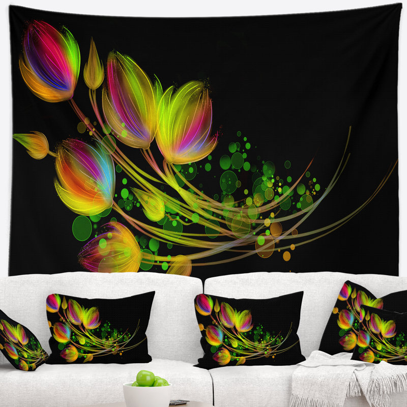 Tapisserie bouquet lumineux floral, H 32 po x l 39 po