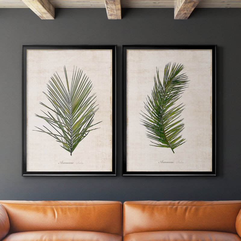 Palm Botanical I - ensemble de 2 photographies sur toile, H 26,5 po x l 73 po, Toile encadrée, Noir