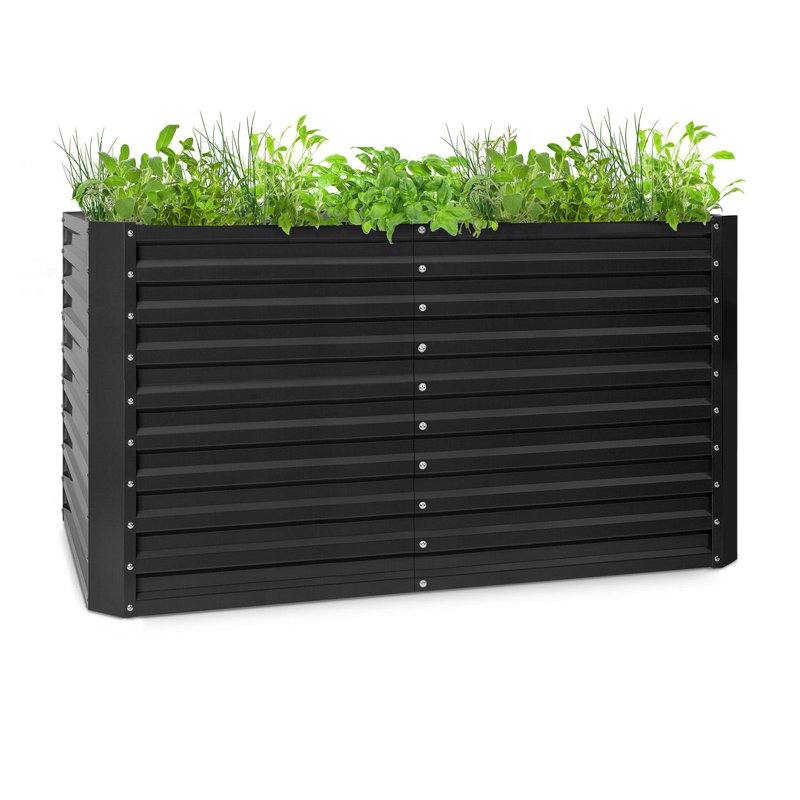 Metal Raised Flower Bed, 90cm H x 200cm W x 100cm D, Anthracite