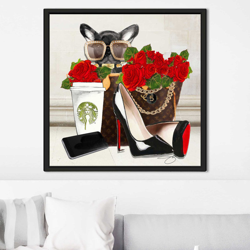 Fashion Frenchie (Square) par Antonyus Bunjamin (Abe) - impression, H 21,5 po x l 21,5 po x P 2 po, Cadre flottant noir