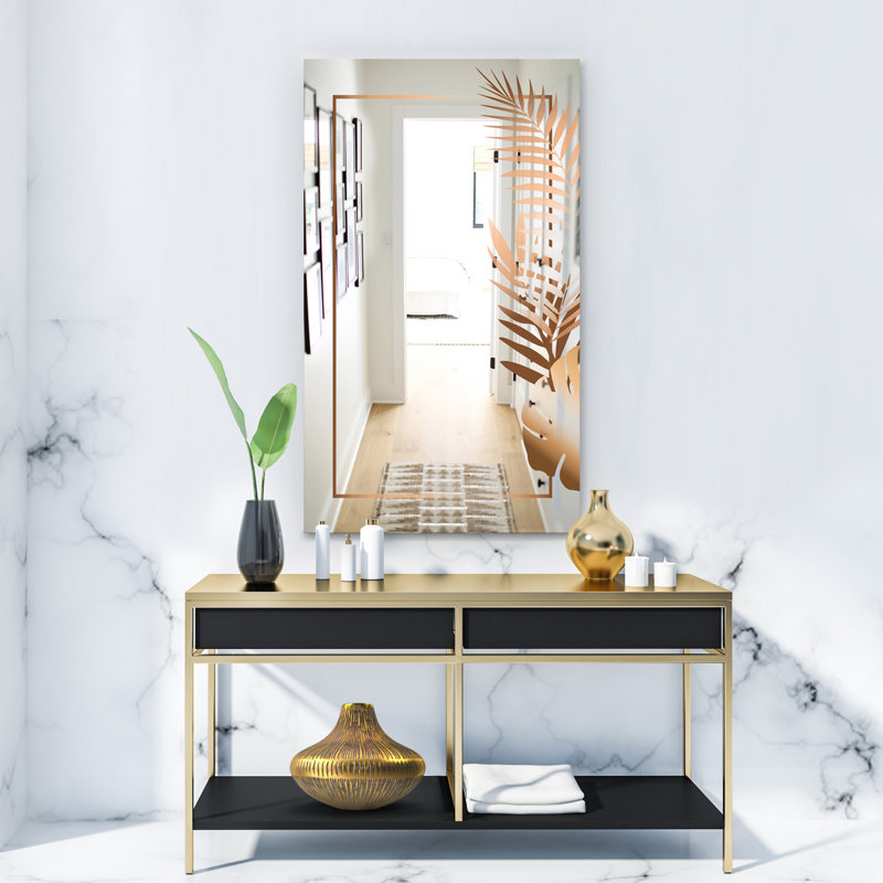 Miroir d'appoint Minimal Modern Glam, H 39,4 po x l 29,5 po, Brun