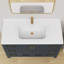 Plateau de meuble-lavabo à surface solide de 48 pouces avec lavabo intégré, comptoir moderne blanc vif de 2 po d'épaisseur, dosseret arrière de 1,38 po, conception à bord lisse, imperméable et facile à installer