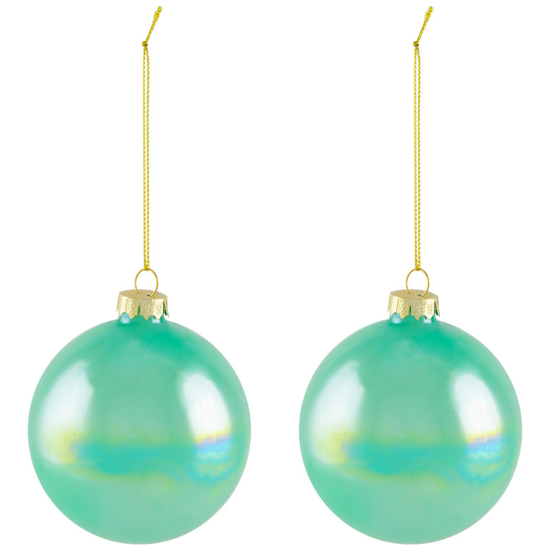 Shiny Glass Ball Christmas Ornaments - 3" (80Mm) - 6Ct, Blue/Green/Teal