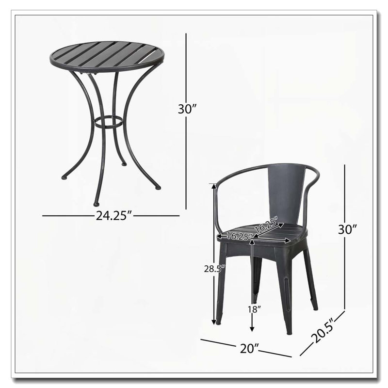 Ensemble d'extérieur 3 pièces, Noir et argent