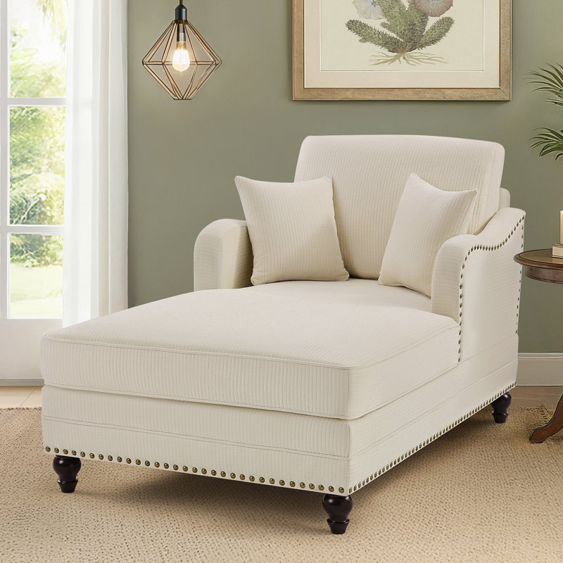 Chaise longue rembourrée avec dossier réglable Aglaea, Chenille beige